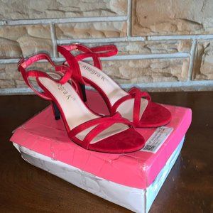 Allegra K Red Slingback Stiletto Heels Ankle Strap